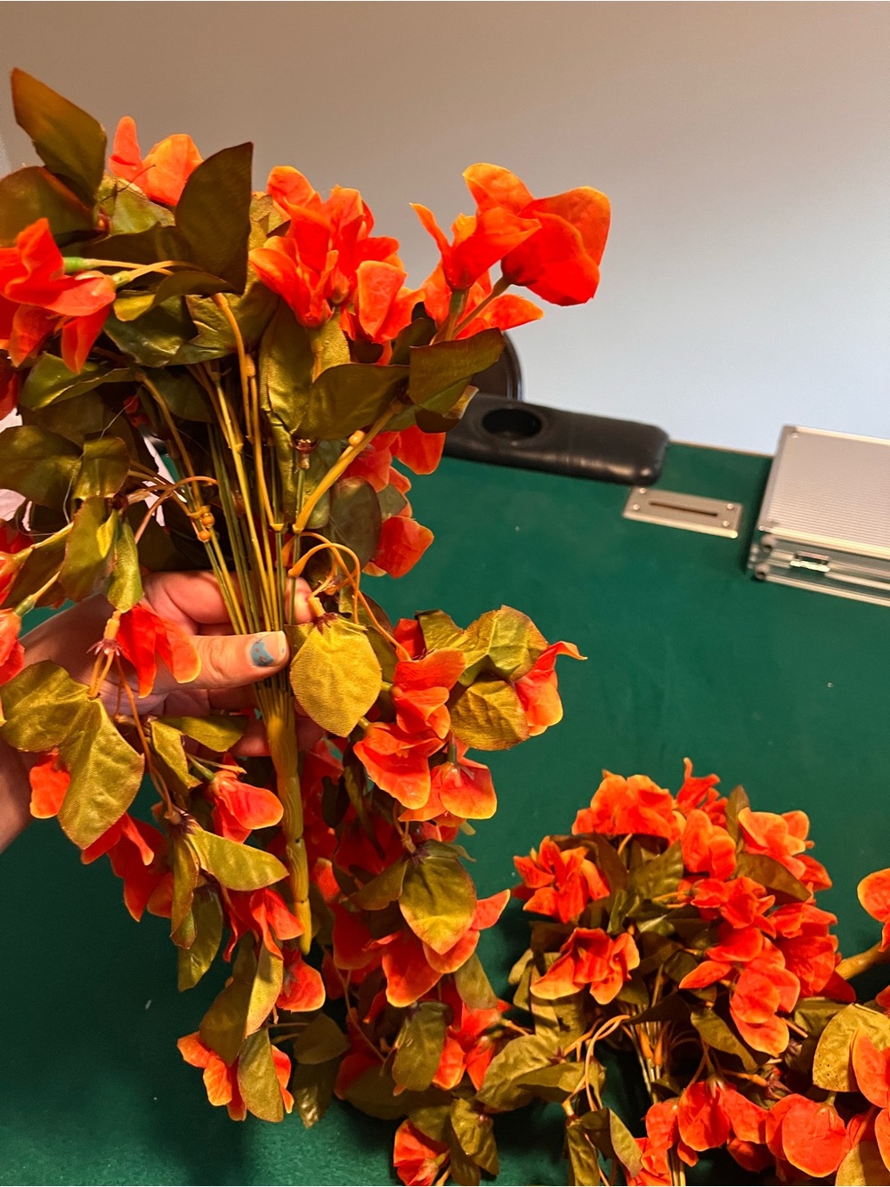 Vibrant Orange Faux Bloom Spray Bouquet x4